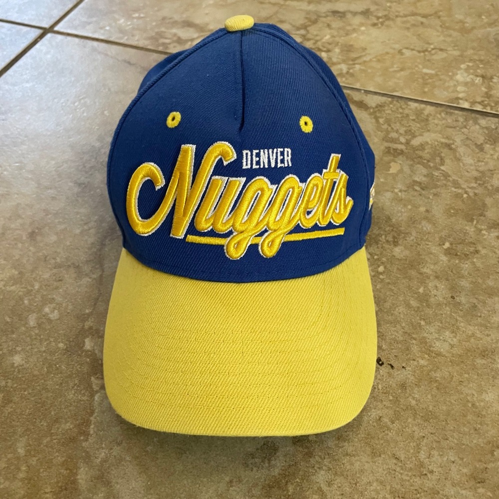 Mitchell & Ness Denver Nuggets Snapback Hat Blue Yellow Perez 28 NBA Cap Boys